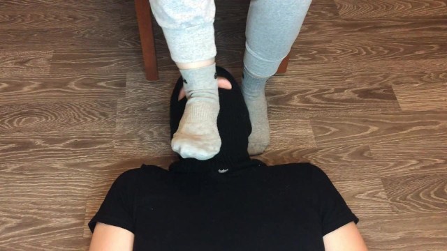 sexy girl after gym in nike gray socks domination and gagging socks