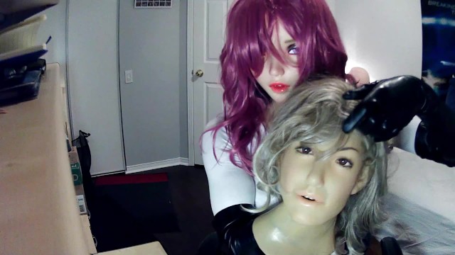 Erika & Jill Pt1! Kigurumi doll Jill shows you her Reni female mask, and her hot rubber body!
