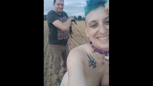 Sex slave whip in the field bdsm