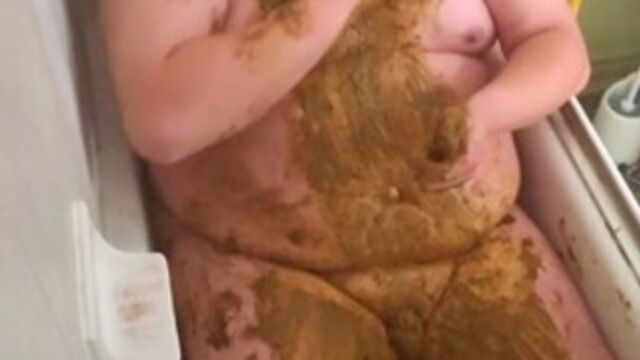 Fat Sissy Bathes in 10lbs of Scat!