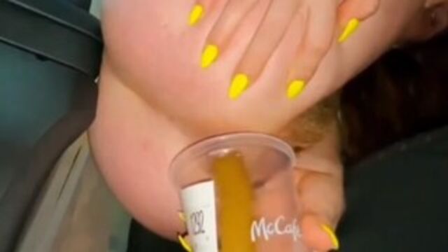 White girl shits in McDonald's cup