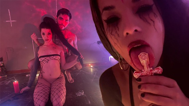CUTE DEMON and SUBMISSIVE gets fucked hard in satanic ritual - HALLOWEEN