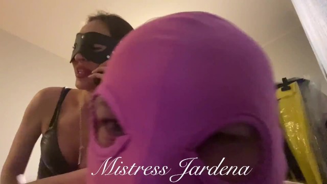 Cleaning house slut disturbing Mistress during call. Full video on my Onlyfans ( link in bio)