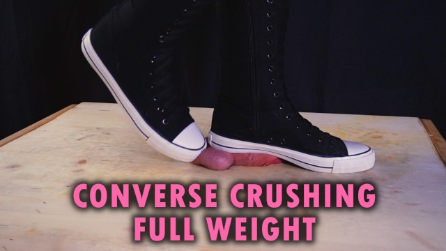 Cock Crushing Full Weight in High Converse Shoes - Bootjob, Shoejob