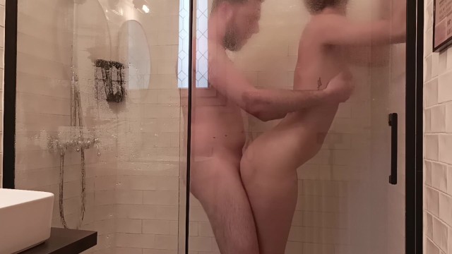 French couple fuck under shower and cum in pussy